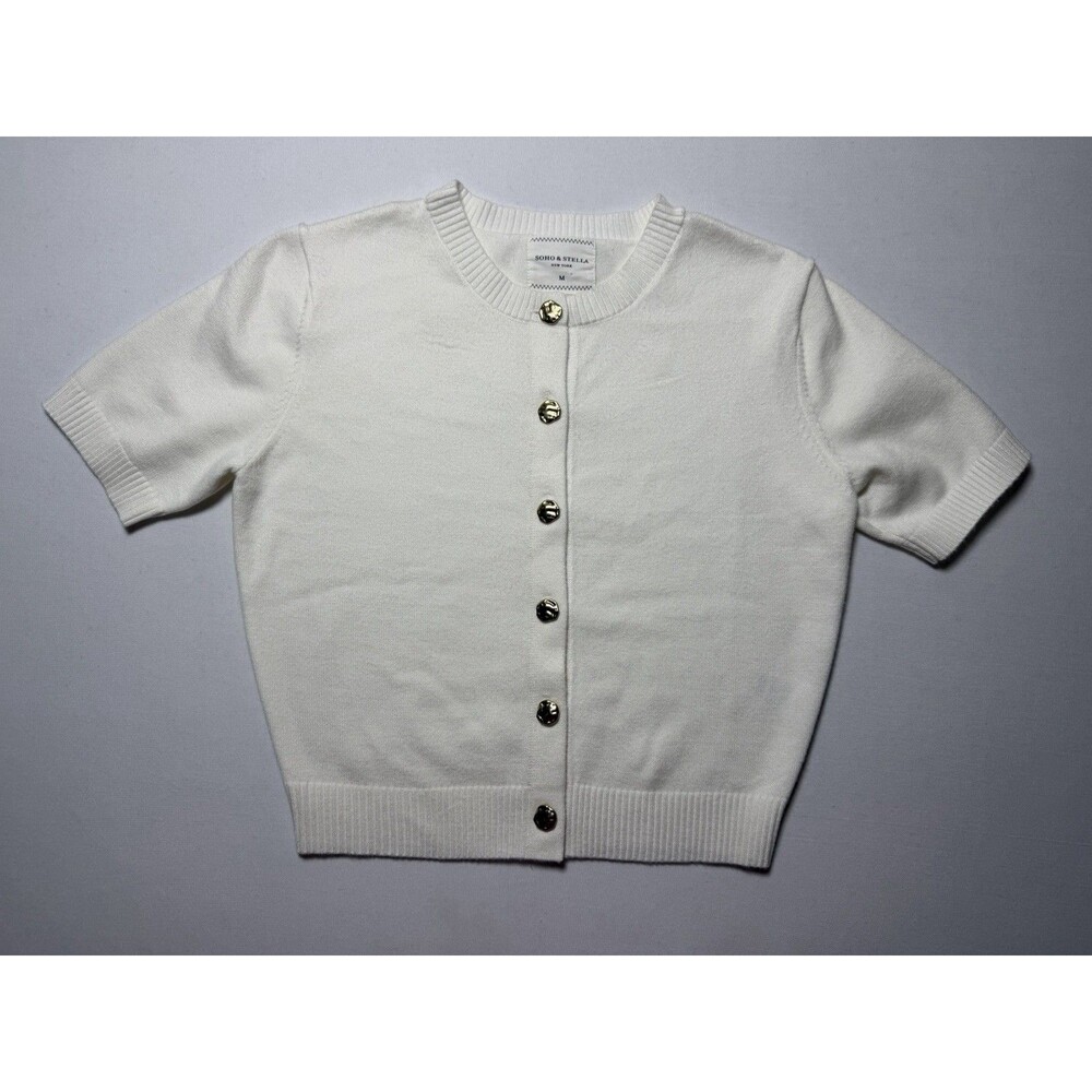 Soho & Stella New York Sweater Women's Ivory Short Sleeve Top Size Medium